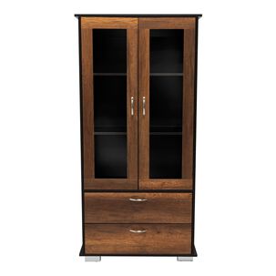 Vitrina 2 Cajones 2 Puertas Fm-001o - Caf&eacute; Oscuro Y Negro