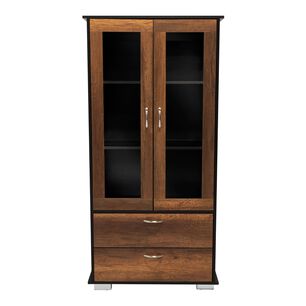 Vitrina 2 Cajones 2 Puertas Fm-001o - Caf&eacute; Oscuro Y Negro