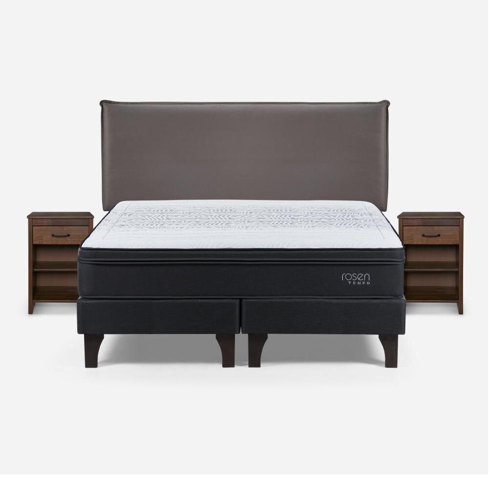 Cama Europea Rosen Tempo / 2 Plazas / Base Dividida  + Set Maderas Maurice Chocolate image number 0.0