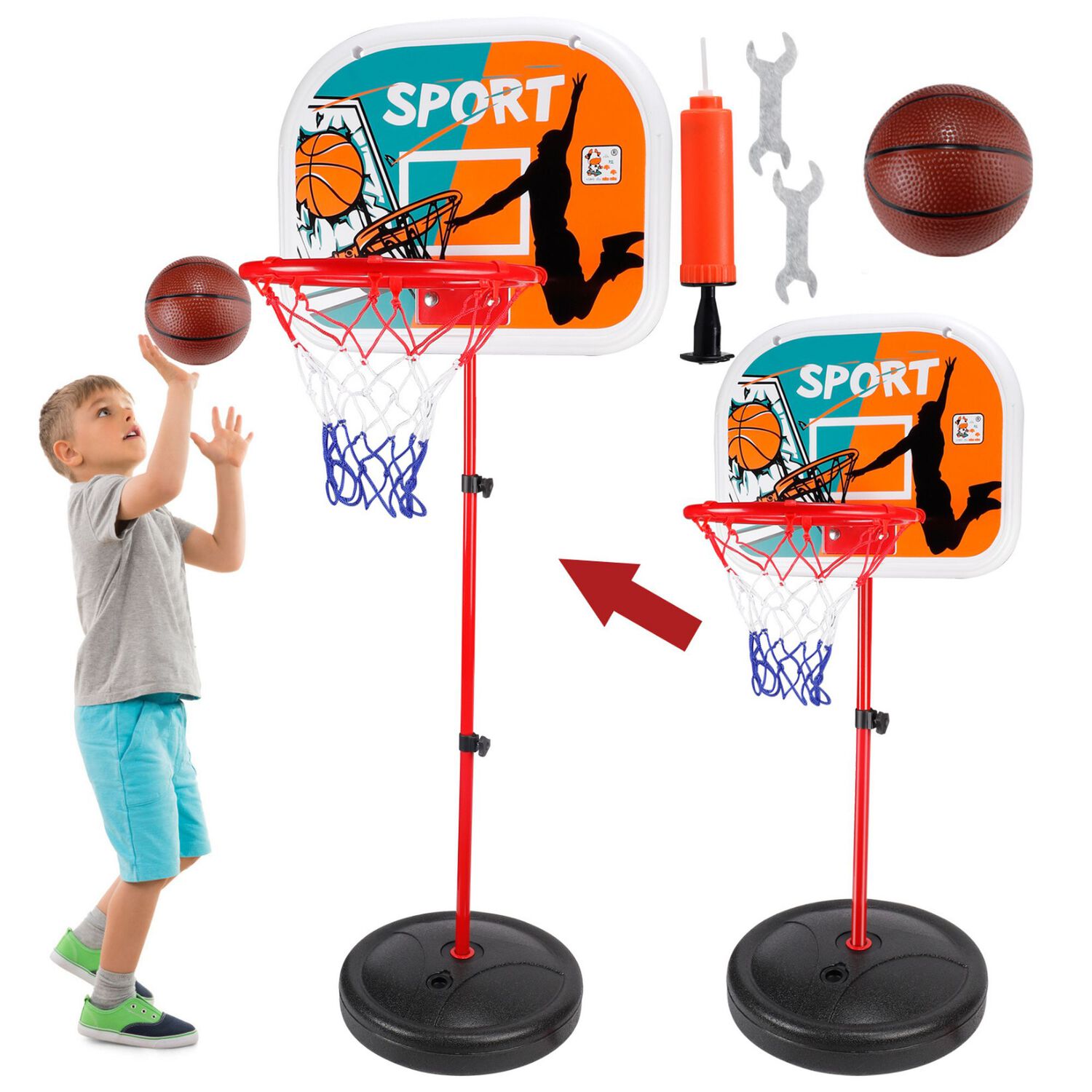 Aro De Basketball Con Pelota E Inflador image number 3.0
