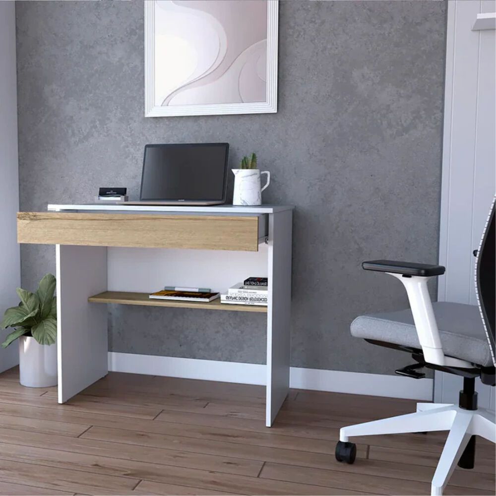 Escritorio 1 Cajon Fm-052b Blanco Y Caf&eacute; Claro image number 7.0