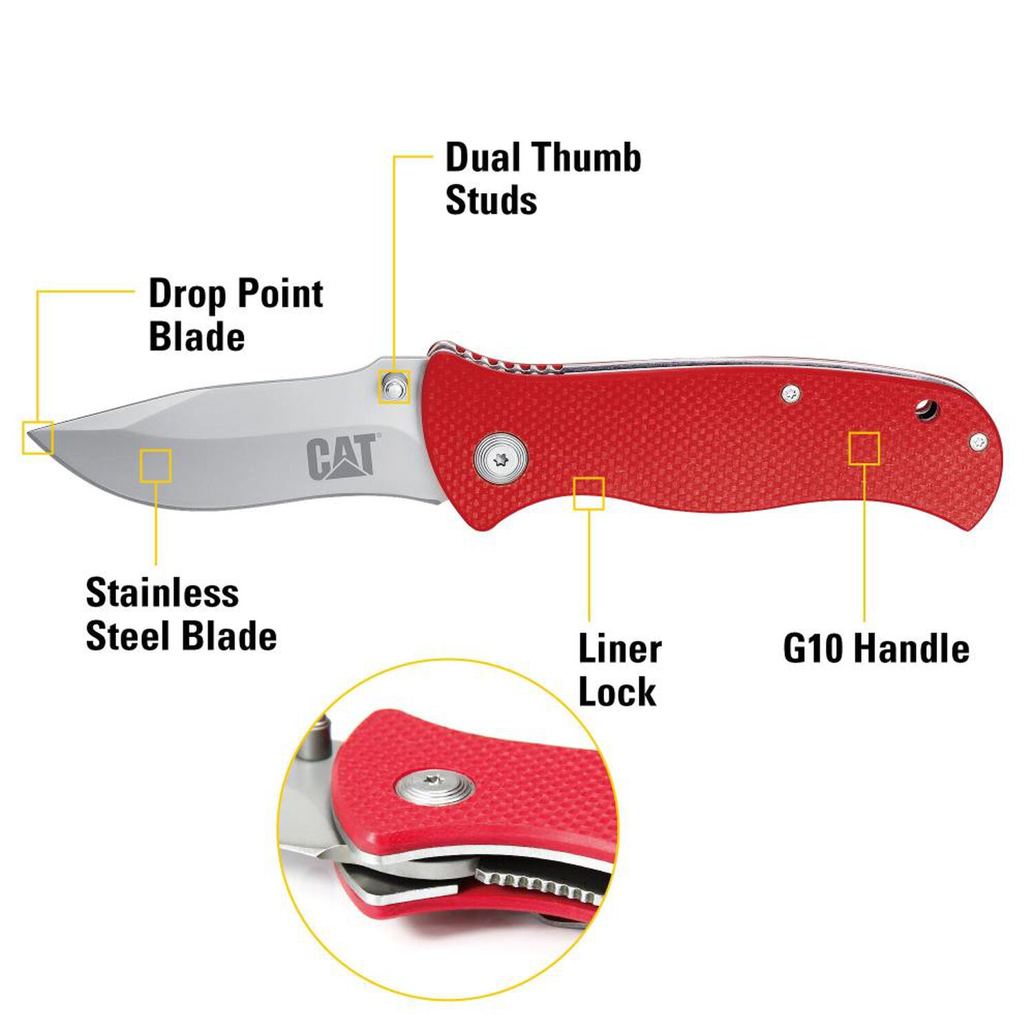 Cuchillo Navaja Plegable Cat 980125 Punta Curva image number 2.0