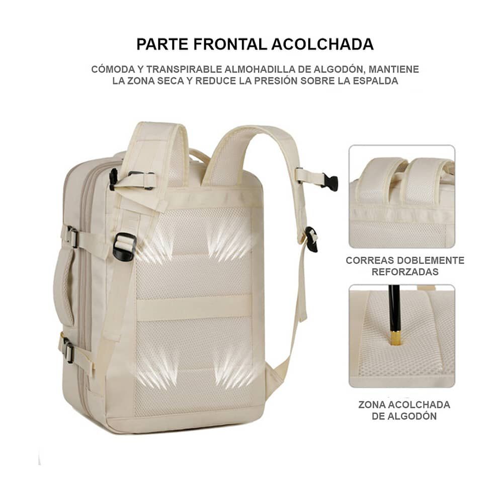 Mochila De Viaje Expandible 39 L Off White Titanfit image number 4.0