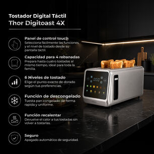Tostador Digital Thor Digitoast 4 Rebanadas