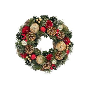 Corona Navideña Casaideal Pinecone Red / 34 Cm