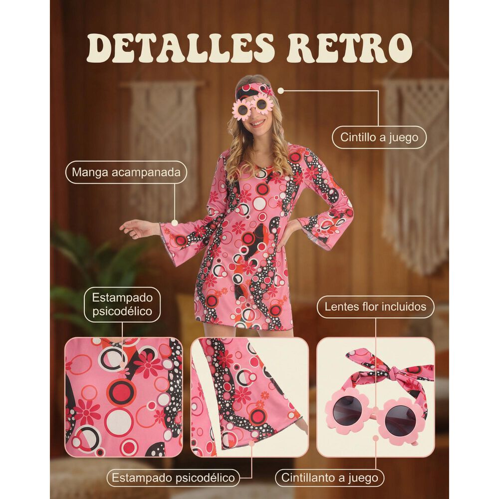 Disfraz Completo Mujer Onda Disco Retro Fiesta Tem&aacute;tica A&ntilde;os 80 Traje Halloween Adulto Mujer image number 14.0