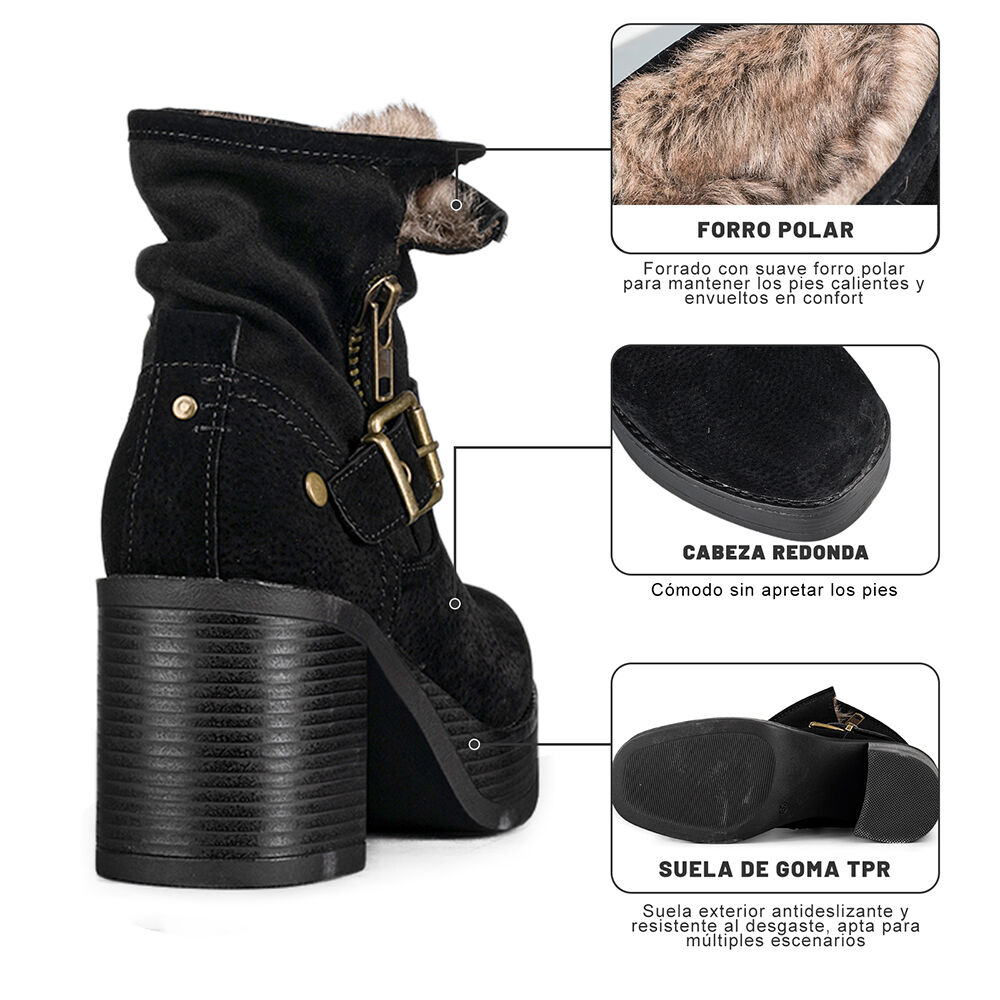 Botin Casual Mujer Taco Grueso Con Felpa Comodo Weide Czy608 image number 7.0