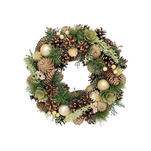 Corona Navideña Casaideal Pinecone Gold / 34 Cm