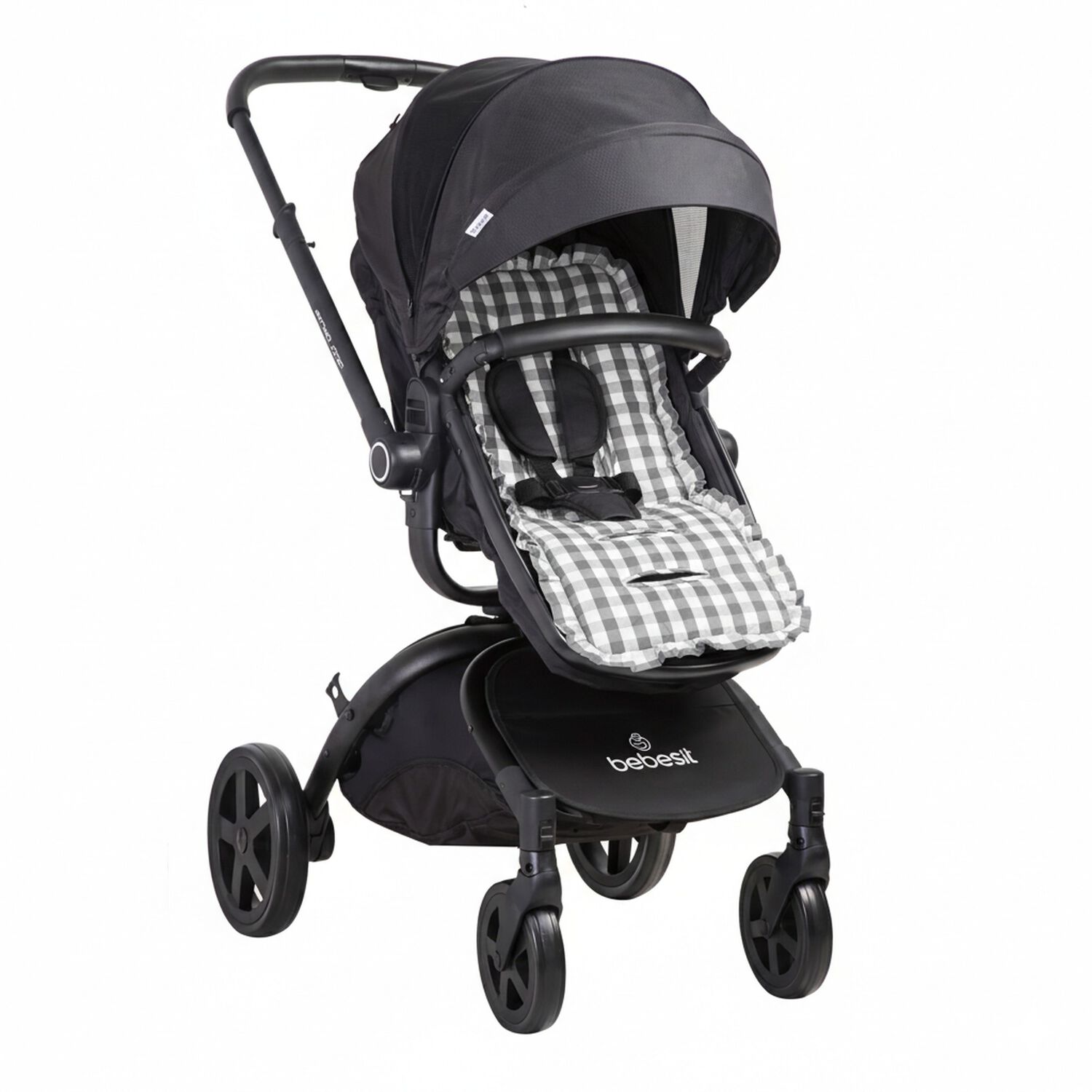 Coj&iacute;n Universal Coche Paseo Dise&ntilde;o Cuadros Gris 40 X 80 Cm image number 1.0