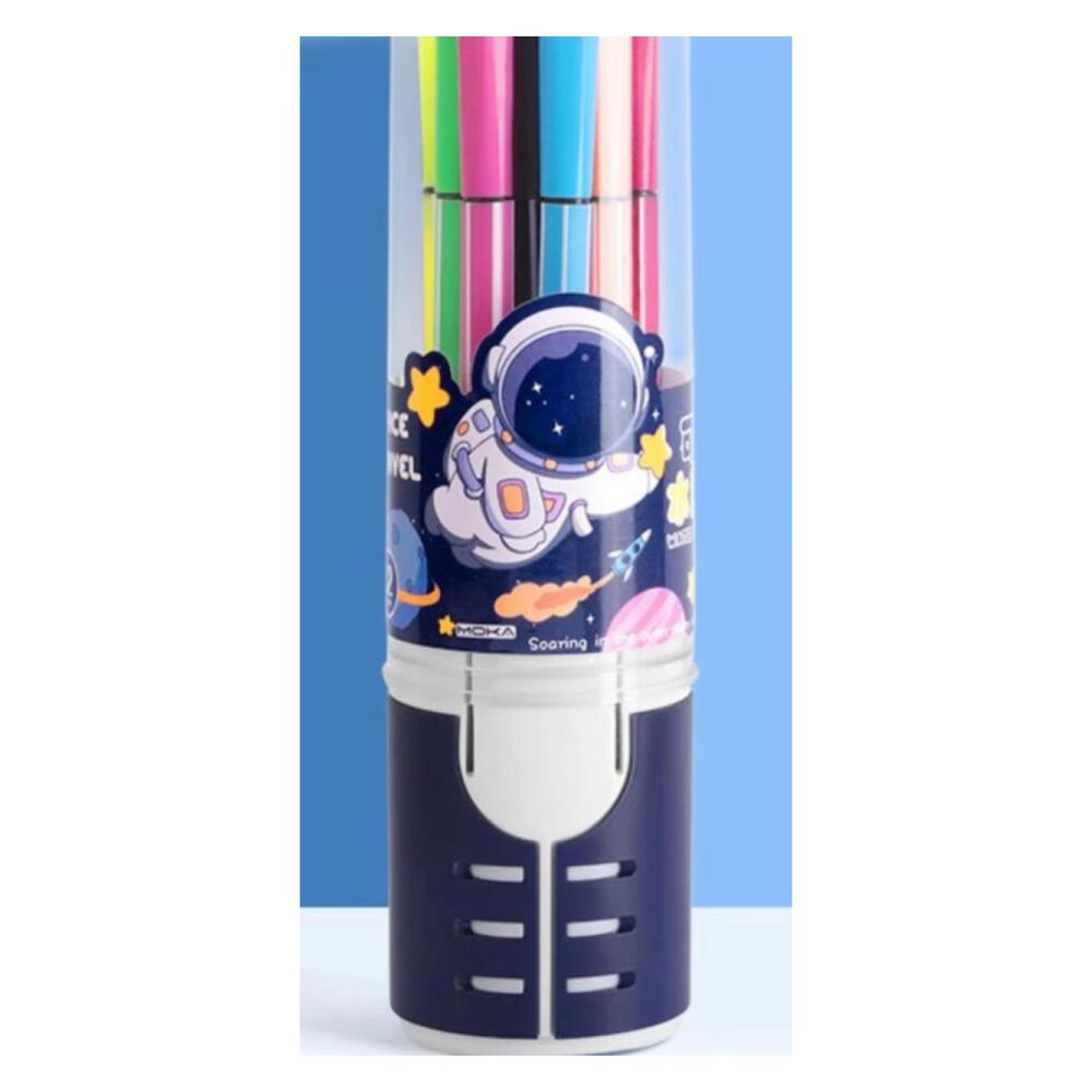 Pack 12 Lapices Boligrafos De Colores Azul Astronauta Kawaii image number 0.0
