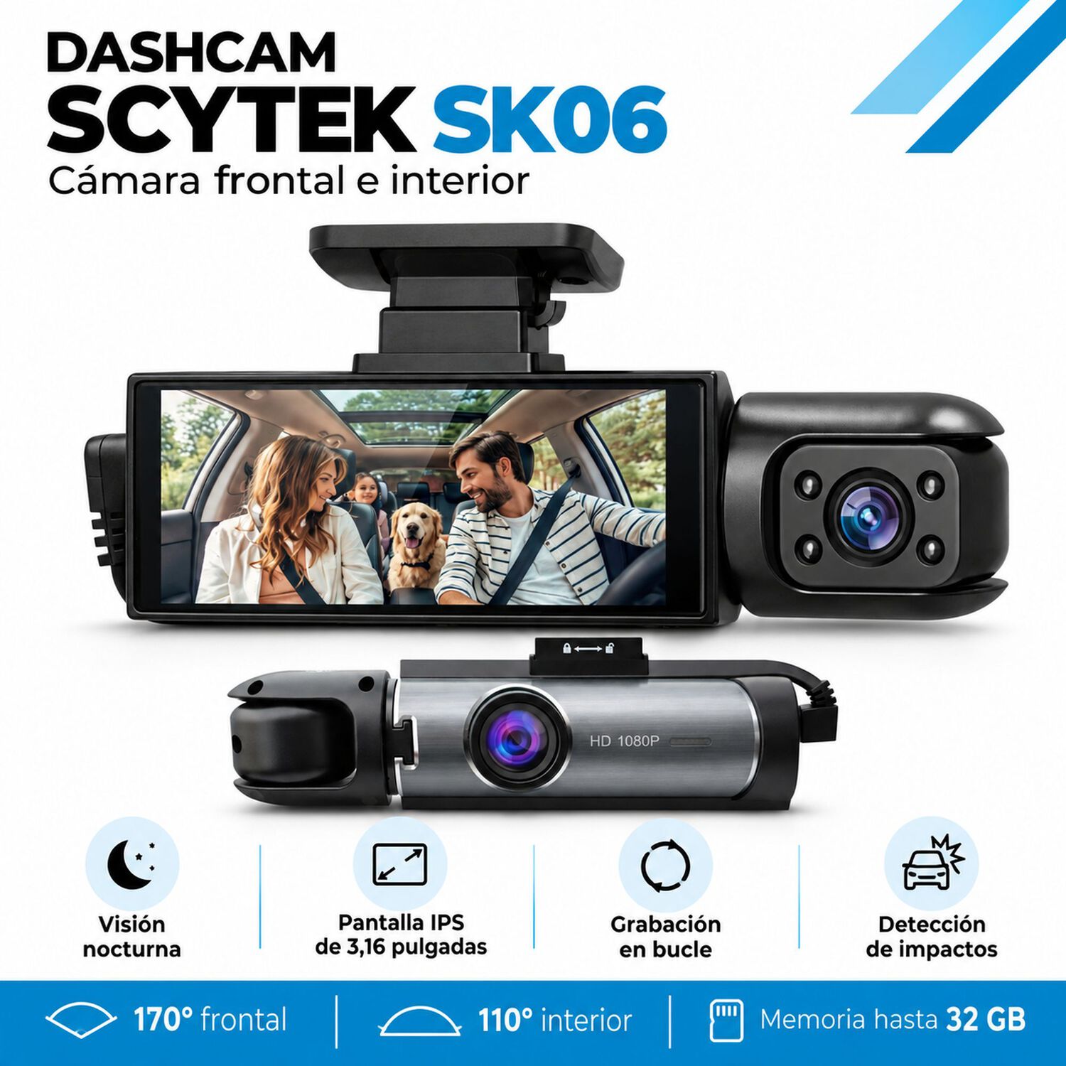 Dashcam Scytek Sk06 Hd C&aacute;mara Frontal E Interior image number 6.0