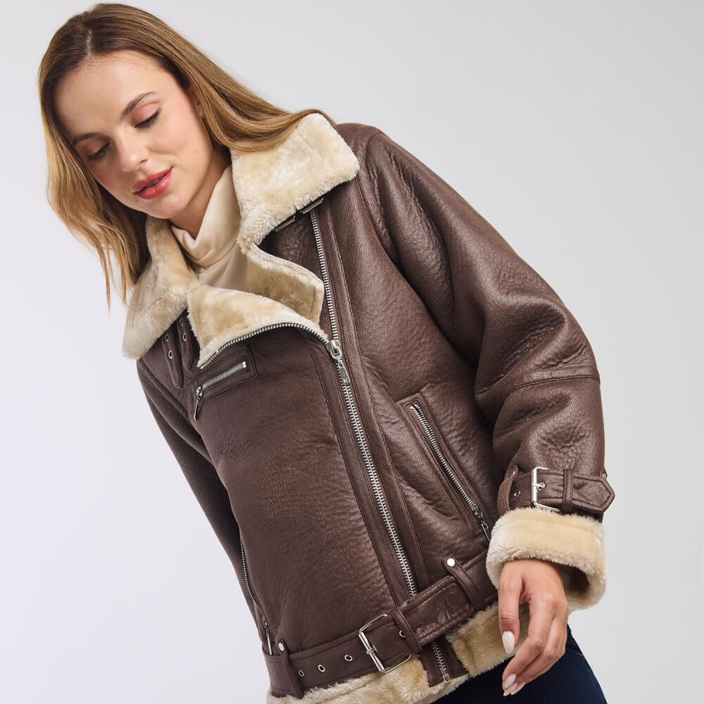 Chaqueta Aviadora Bonded Cuello Camisero Mujer Kimera image number 4.0