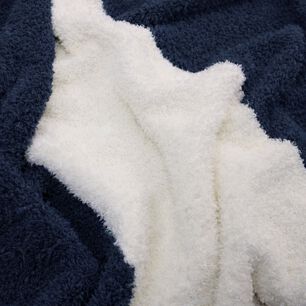 Manta De Franela Nautica 127x152 Fluffy Suavidad Superior Azul Marino