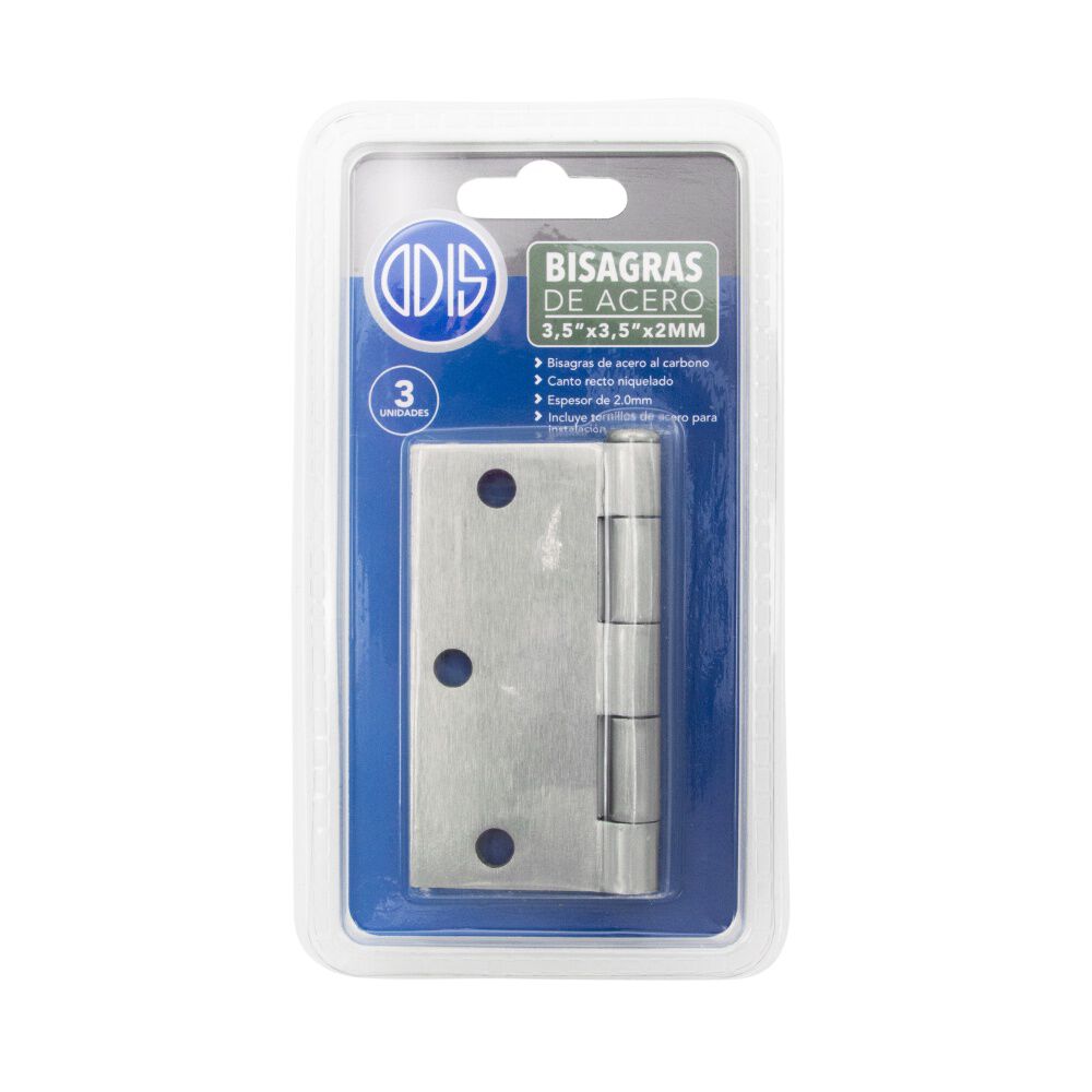 Pack 3 Bisagras Acero Odis 3,5&rdquo;&times;3,5&rdquo;&times; 2,0mm - Plata image number 5.0