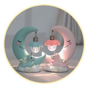 Mini Lampara Unicornio Con Luna Kawaii Uwu