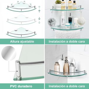Pack 4 Estantes Esquinero Vidrio Organizador Ducha Moderno