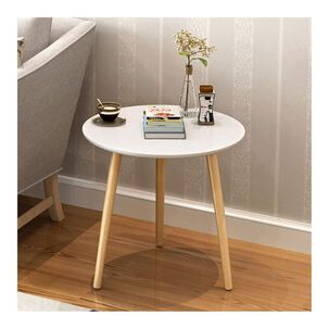 Mesa De Centro Redonda N&oacute;rdica 40x40x55cm Auxiliar Living Blanca