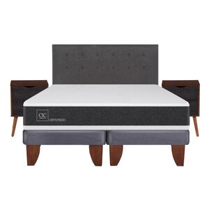Cama Europea Cic New Ortopedic / 2 Plazas / Base Dividida  + Set De Maderas