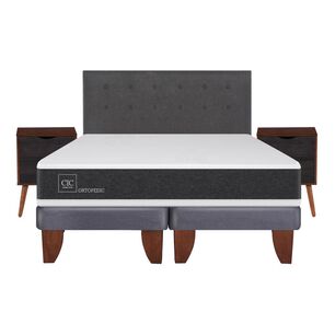 Cama Europea Cic New Ortopedic / 2 Plazas / Base Dividida  + Set De Maderas