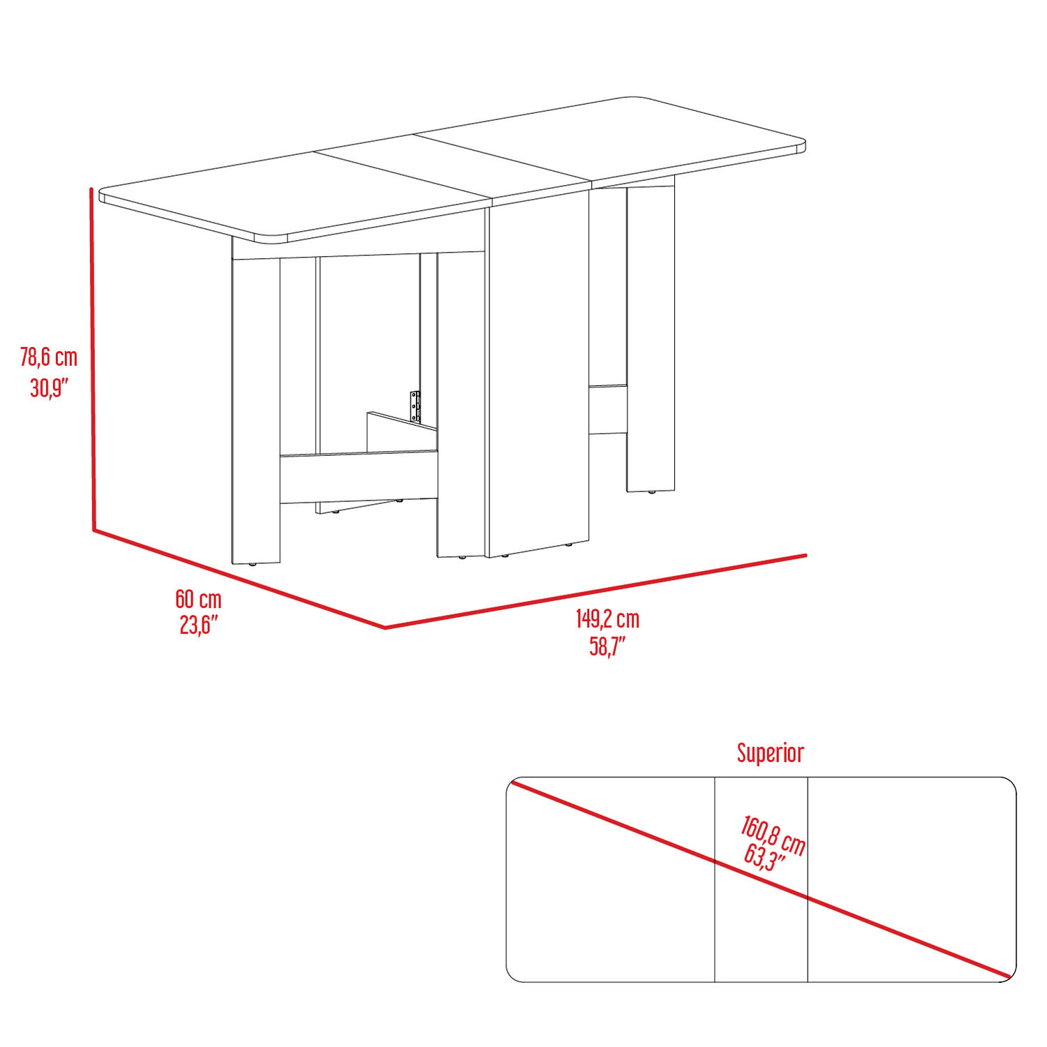 Mesa Plegable Fm-001b - Blanco Y Caf&eacute; Claro image number 5.0