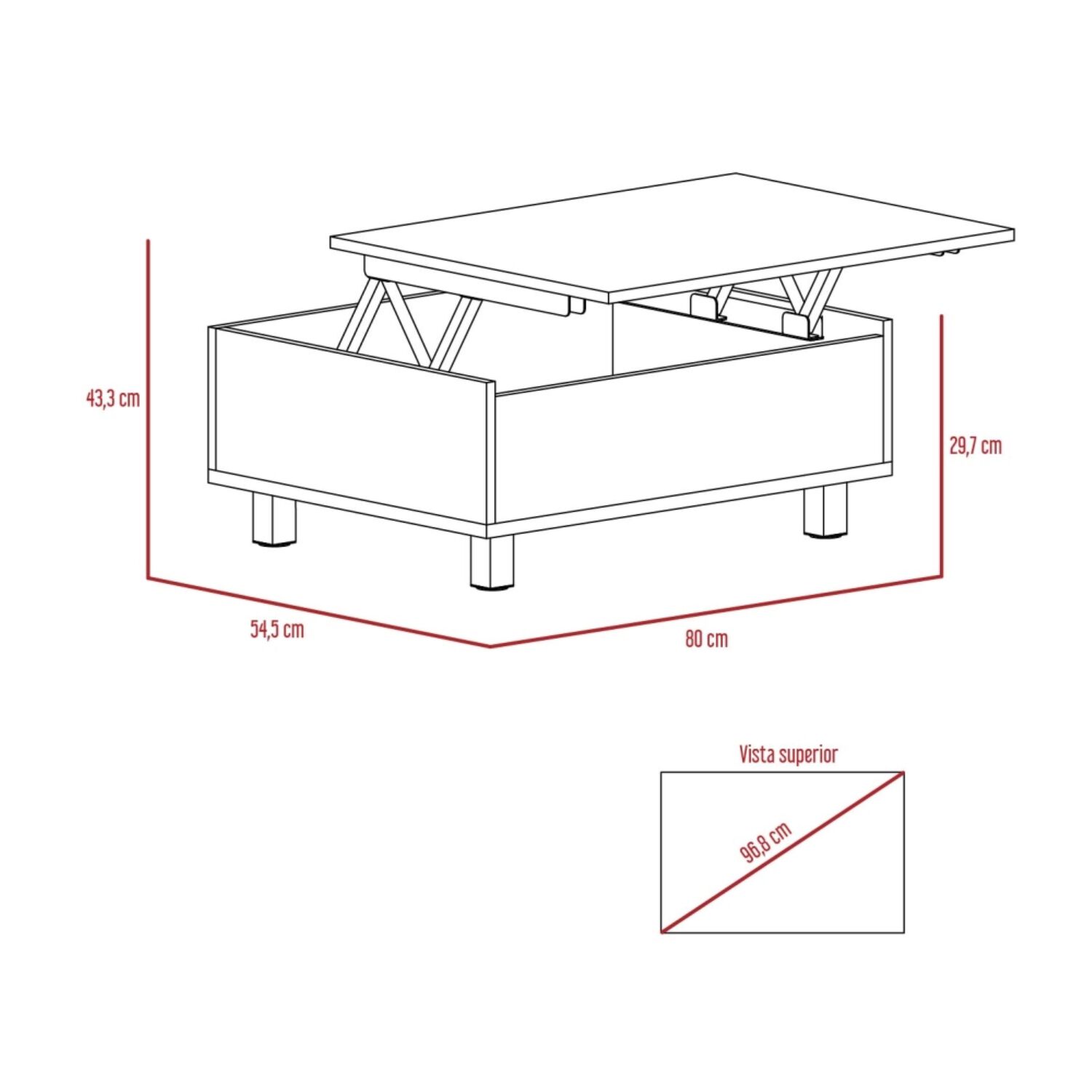 Mesa De Centro Extensible Fm-002o - Cafe Oscuro / Negro image number 9.0