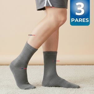 Pack 3 Calcet&iacute;nes Escolares Corto Acrilico Gris Ni&ntilde;o Juvenil
