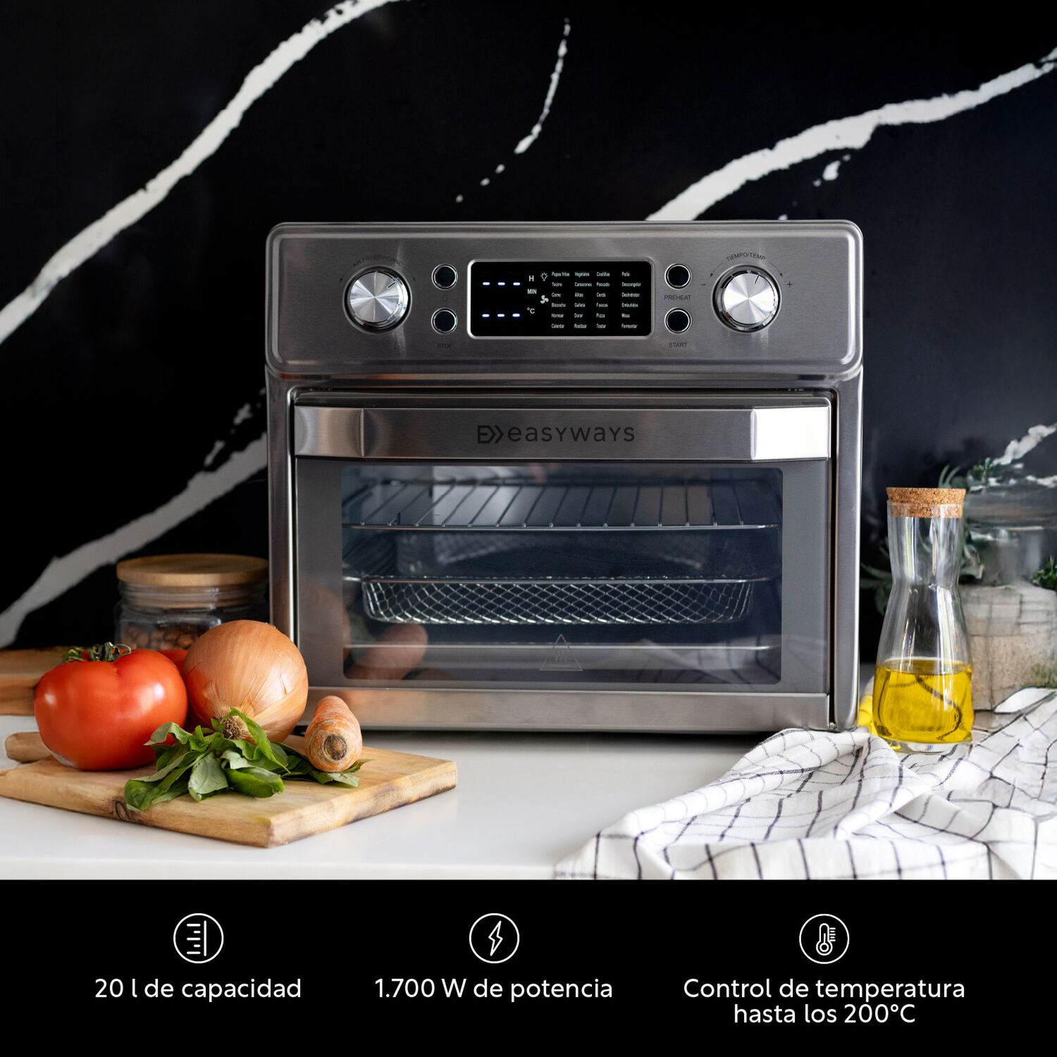 Freidora De Aire Horno Air Fryer Gourmet Pro 20 L Easyways image number 3.0