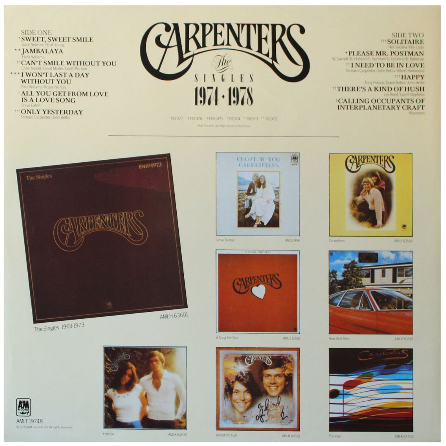 Carpenters - Singles 1974-1978 | Vinilo Usado image number 2.0
