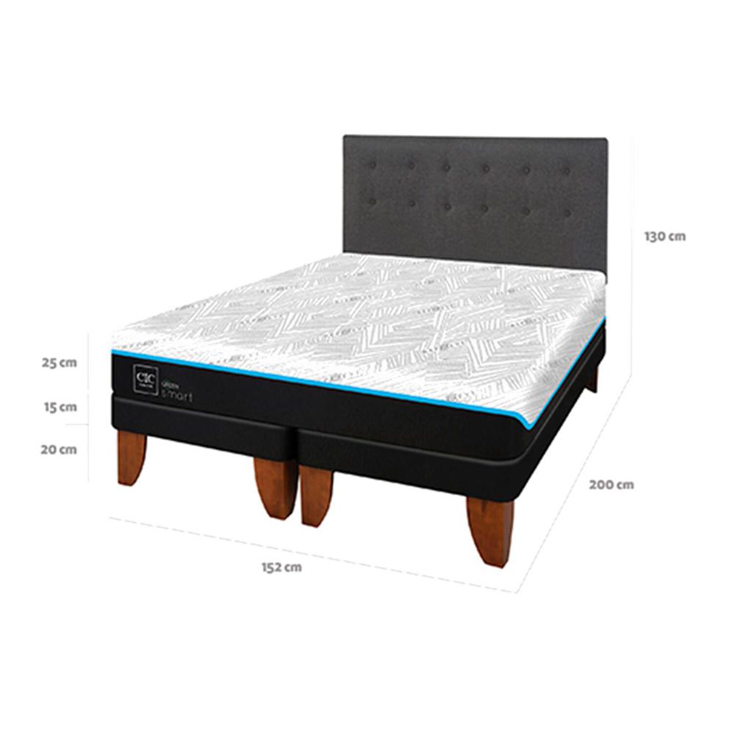 Cama Europea Cic Green Infinity / King / Base Dividida + Respaldo image number 6.0