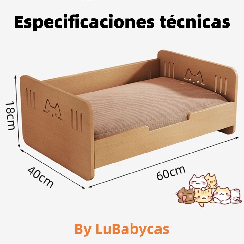 Cama Para Mascotas Madera Con Colchón 40x60cm By Lubabycas image number 7.0