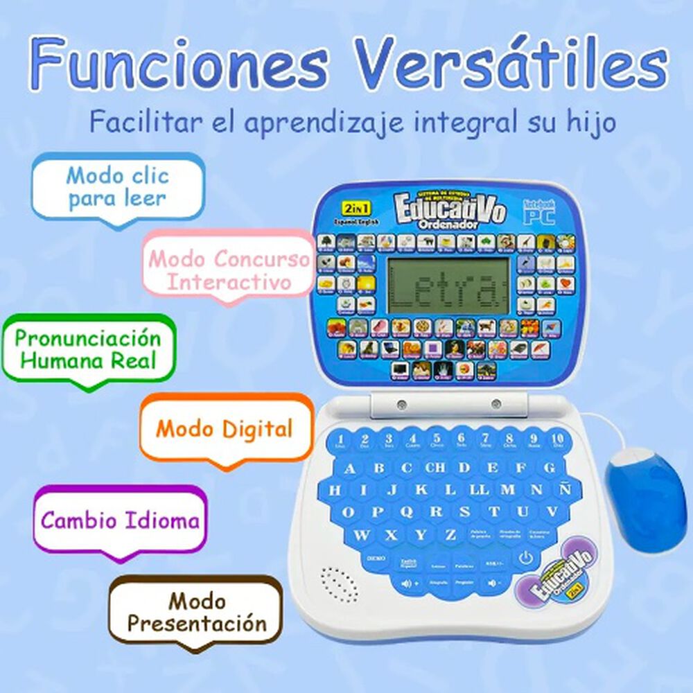 Computador Did&aacute;ctico Interactivo Para Ni&ntilde;os Espa&ntilde;ol-ingles Azul image number 2.0