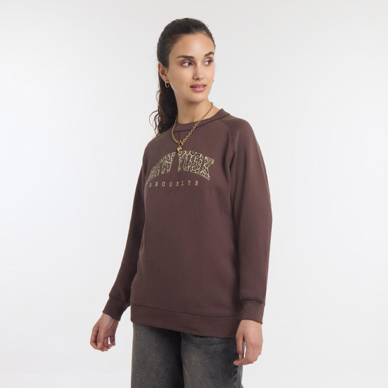 Poler&oacute;n Estampado Cuello Redondo Mujer Freedom image number 2.0