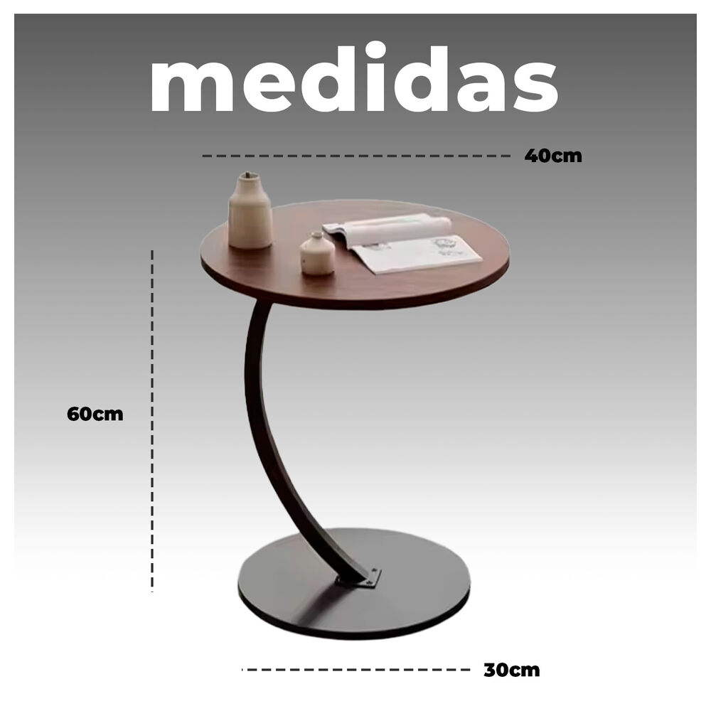 Mesa Lateral Con Diseño Curvo Ideal Para Sala Y Dormitorio image number 3.0