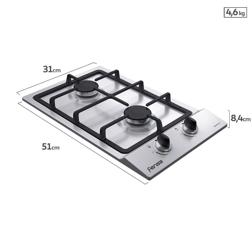 Encimera A Gas Fce 2hf Gl T Eléctrico Fensa image number 1.0