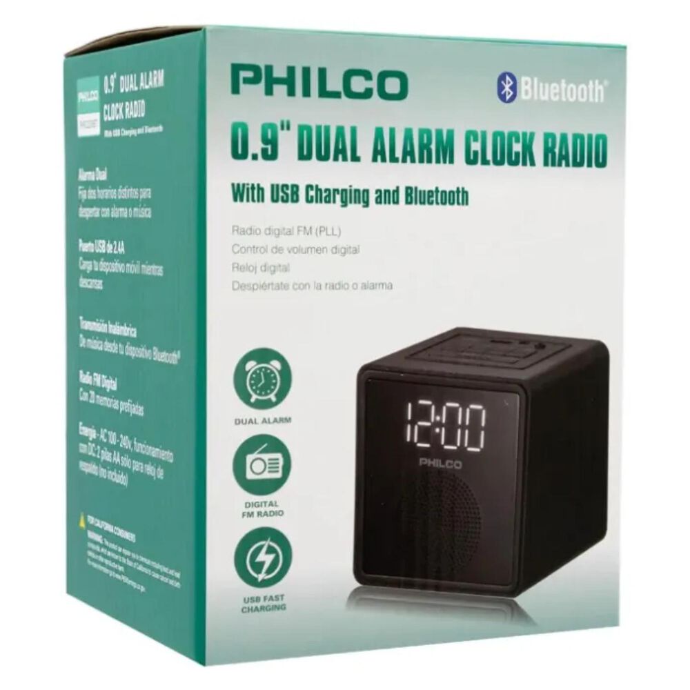 Radio Fm Reloj Led Bluetooth Alarma Negro Par3206bt image number 2.0