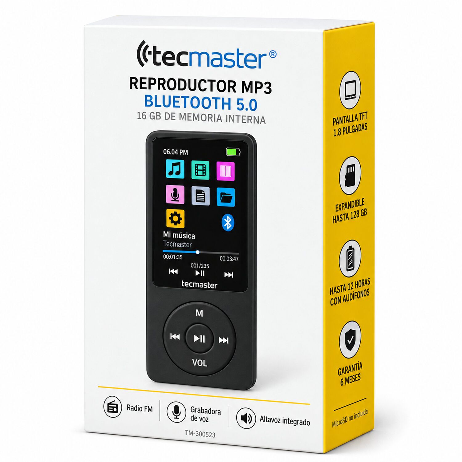 Reproductor Mp3 Tecmaster Tm-300523 16gb Bluetooth Negro image number 7.0