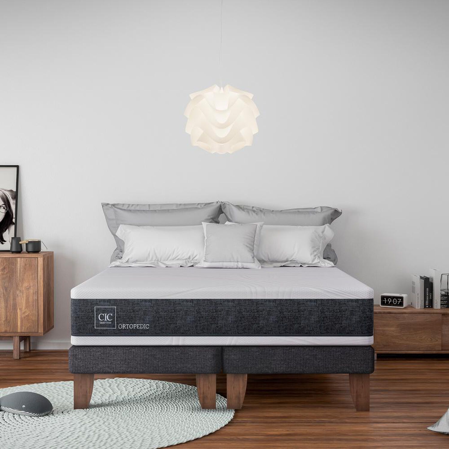 Cama Europea Cic New Ortopedic / 2 Plazas / Base Dividida + Respaldo image number 5.0