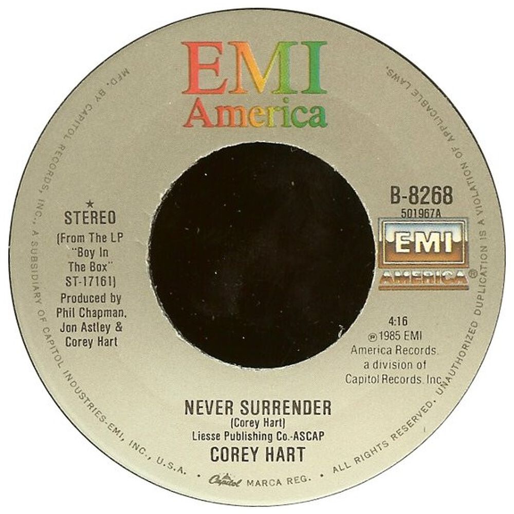 Corey Hart - Never Surrender (poster) | 7" Single Vinilo Usado image number 1.0