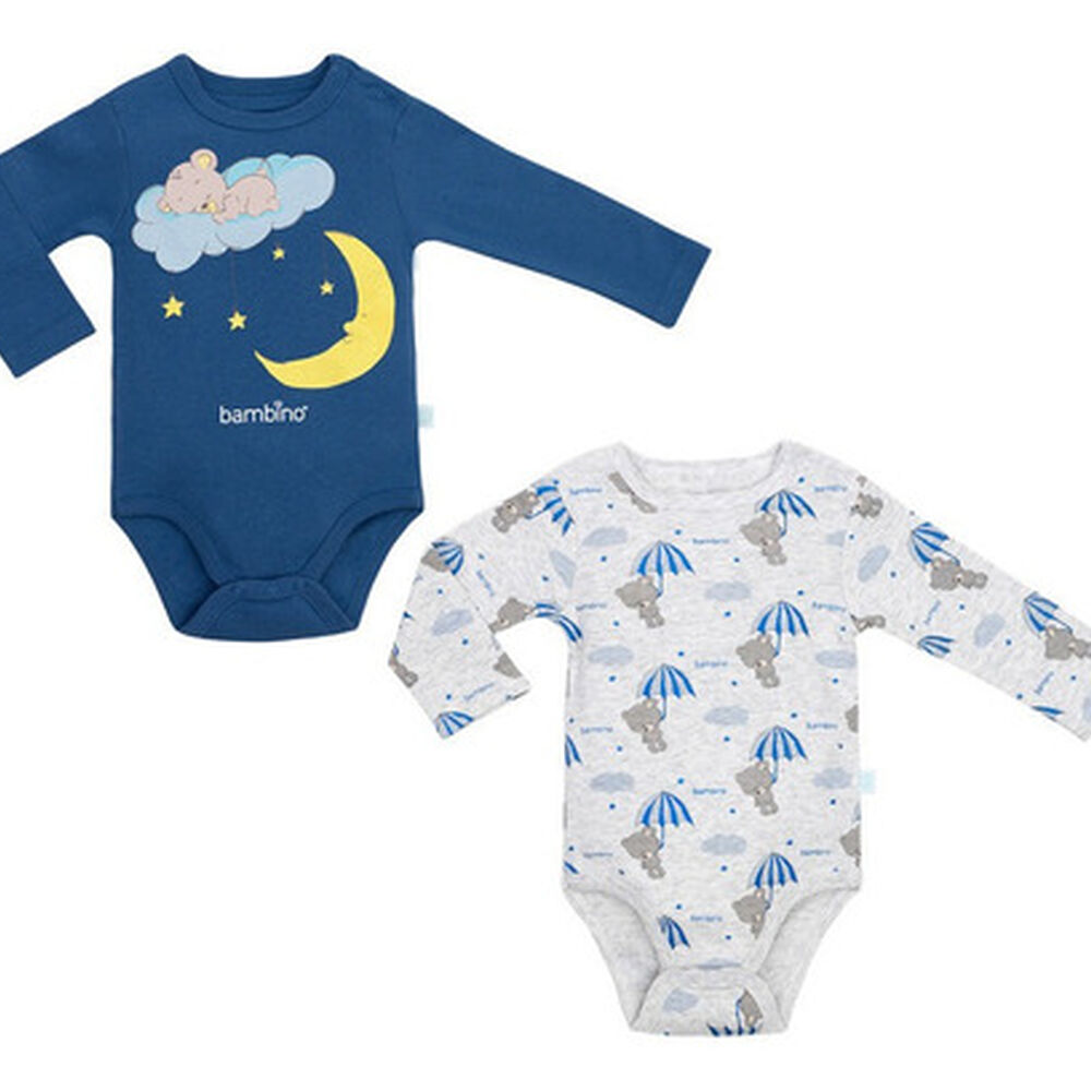 Set 2 Piezas Bodys Manga Larga Bambino Oso Celeste image number 1.0
