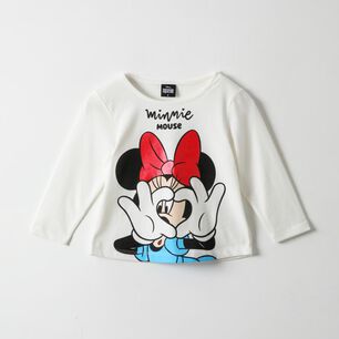 Polera Manga Larga Bebe Ni&ntilde;a Corazon Minnie