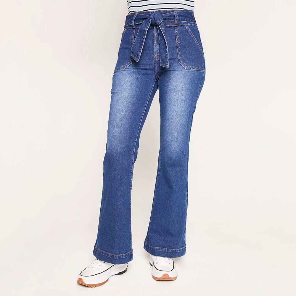 Jeans Con Lazo En Cintura Tiro Alto Flare Mujer Freedom image number 0.0
