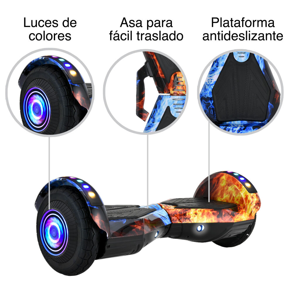 Hoverboard Bluetooth Luces 8" 12 Km/h Negro image number 3.0