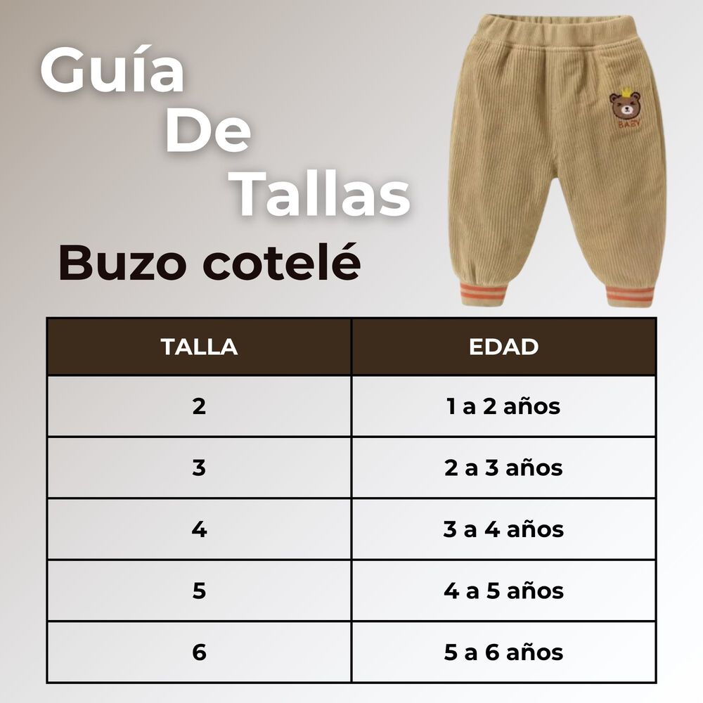 Buzo Cotelé Bebé Niño Forrado En Polar Beige Pantalón image number 3.0