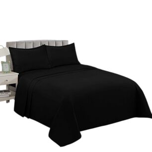 Juego De Sabanas De 200 Hilos Para Cama 1.5 Plazas + 1 Funda De Almohada Negro