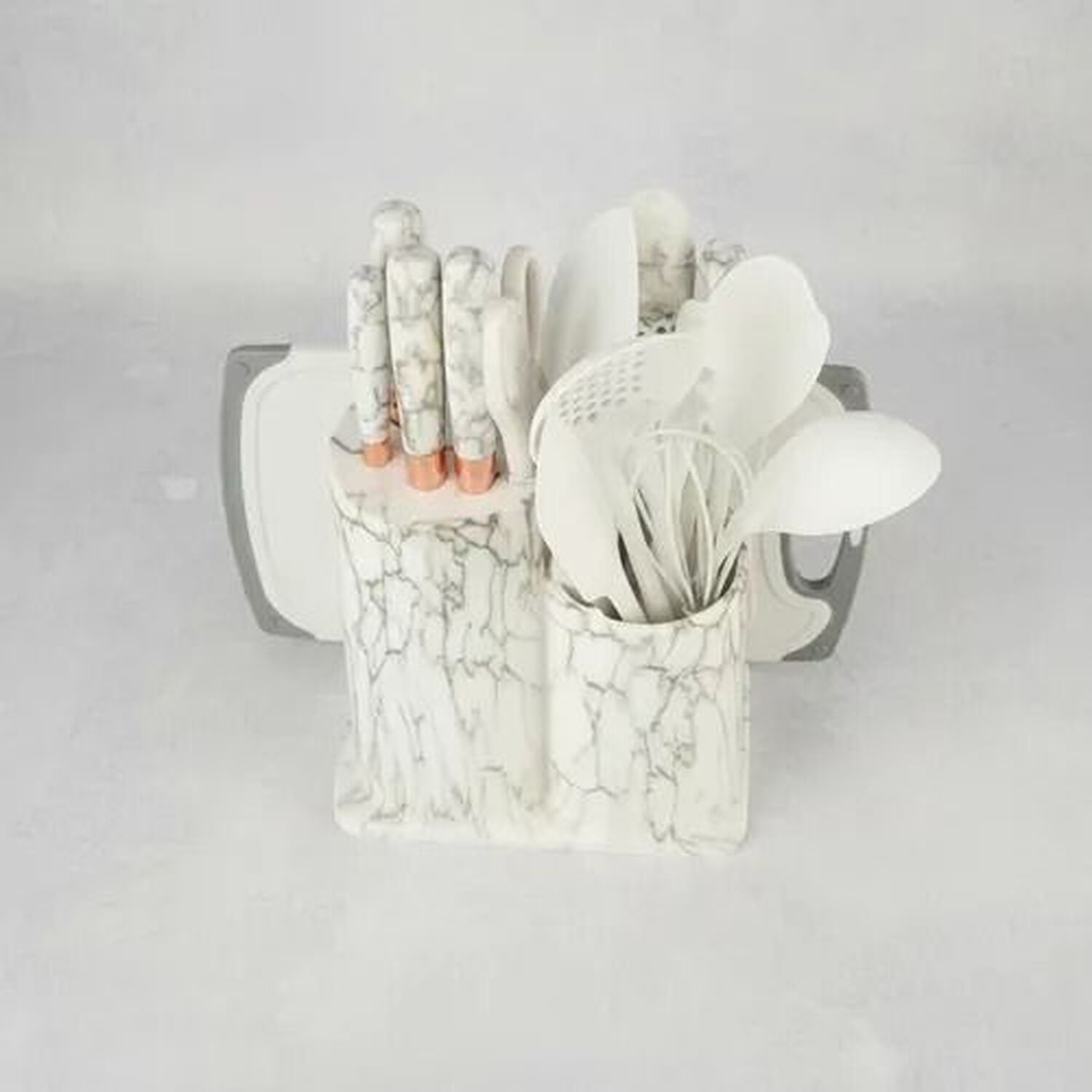 Set Utensilios De Cocina 25 Piezas Marmoleado Blanco Dorado image number 4.0