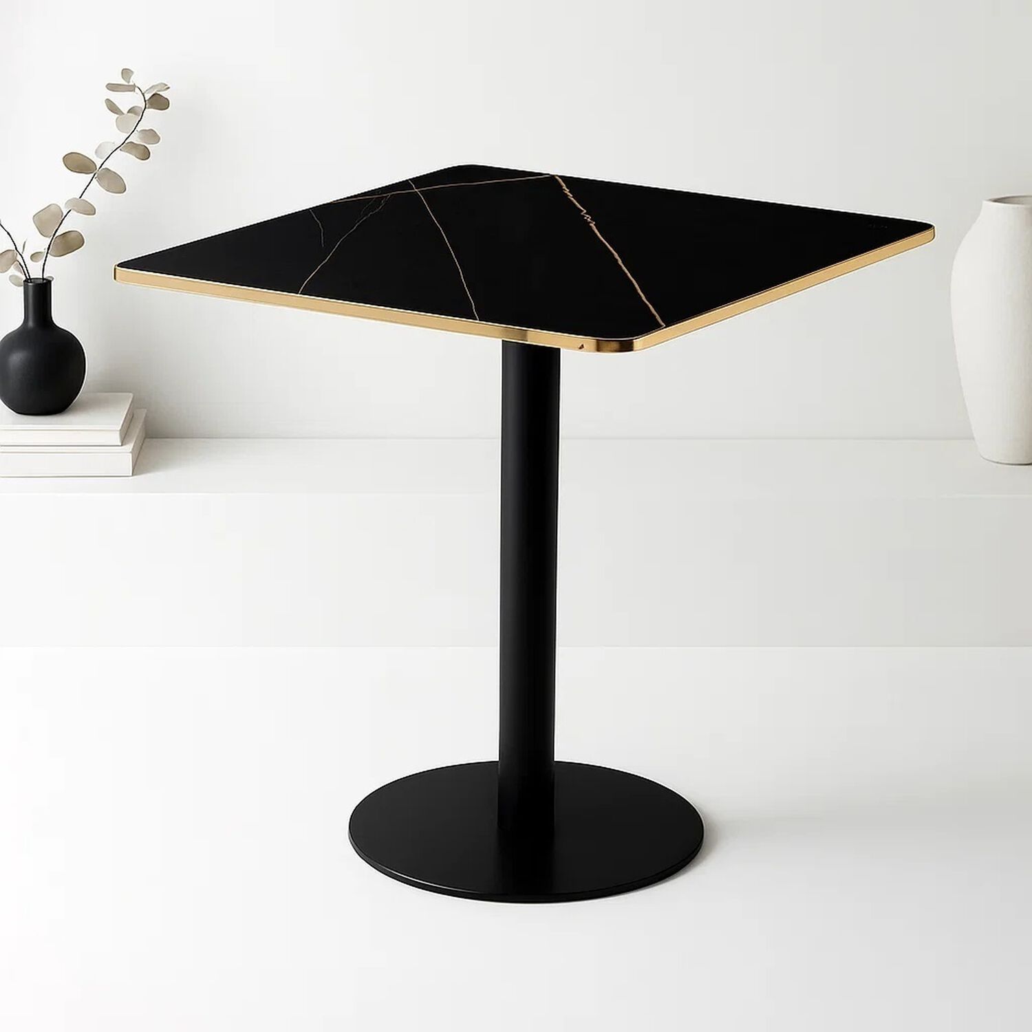 Mesa Luxor De Mdf Efecto Marmol Negro Con Dorado image number 1.0