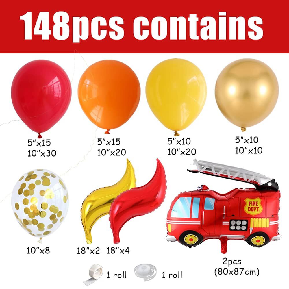 Pack Globos Decorativos De L&aacute;tex Bombero Cotillon image number 1.0