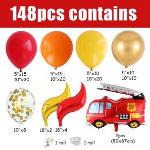 Pack Globos Decorativos De L&aacute;tex Bombero Cotillon