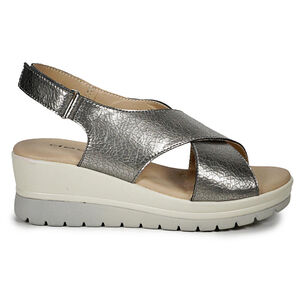 Sandalia Cuero Ebere Plateado