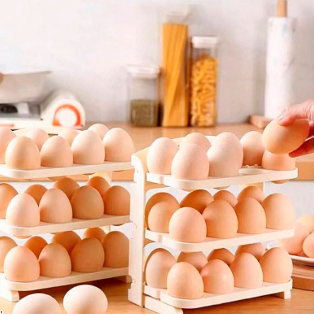 Estante Organizador Almacenamiento De Huevos Plegable De 3 Niveles image number 4.0